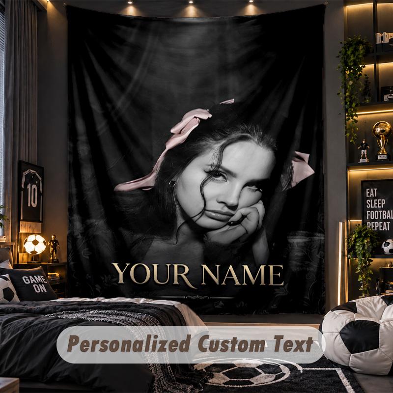 Personalized Wall Tapestry,Lana Del Rey Custom Printed Name, Fabric Wall Art For Indoor Room Backdrop