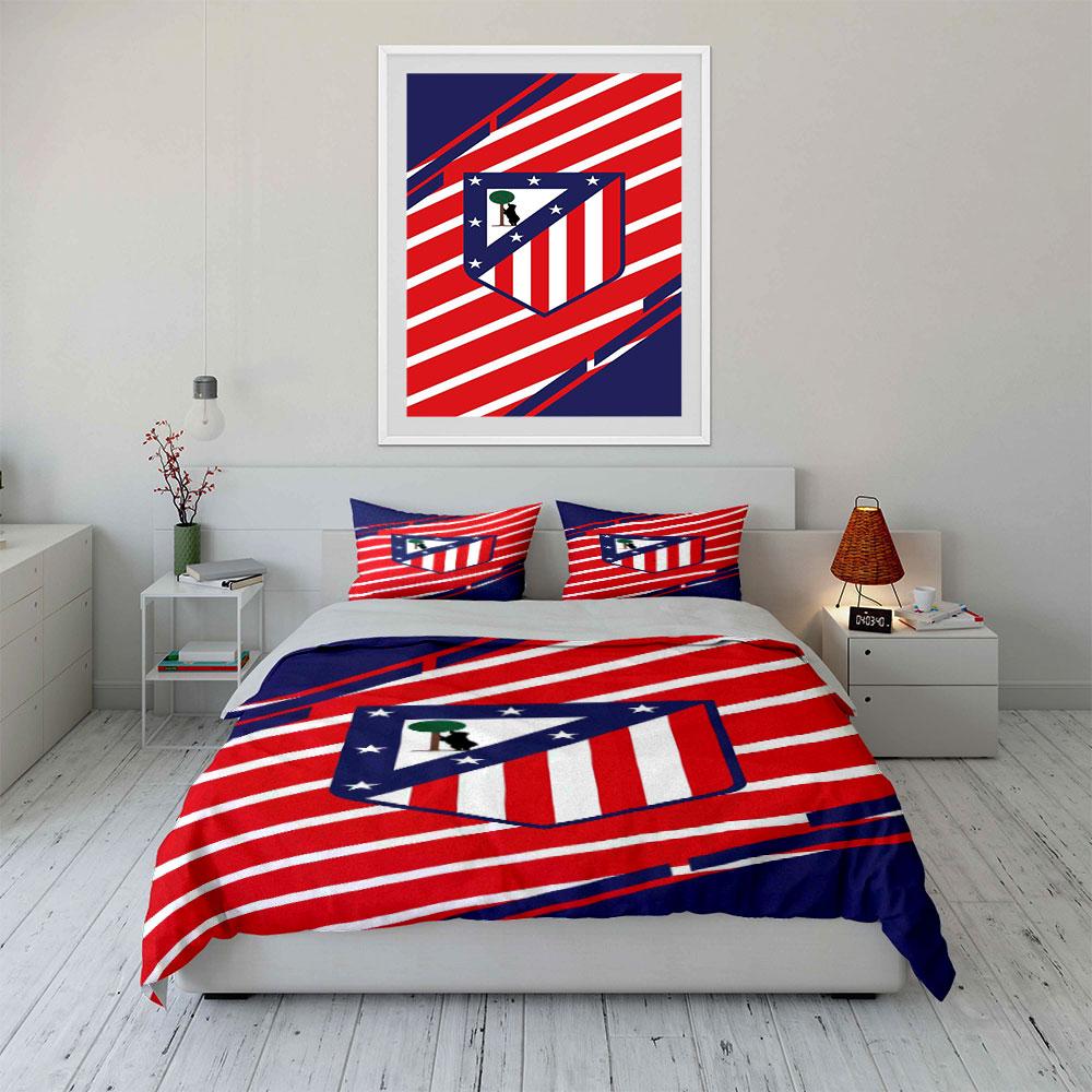 Red stripes, blue logo. Bedding sets Duvet cover sets Duvet covers Pillowcases(1*Duvet Cover 2*Pillowcases without duvet insert)