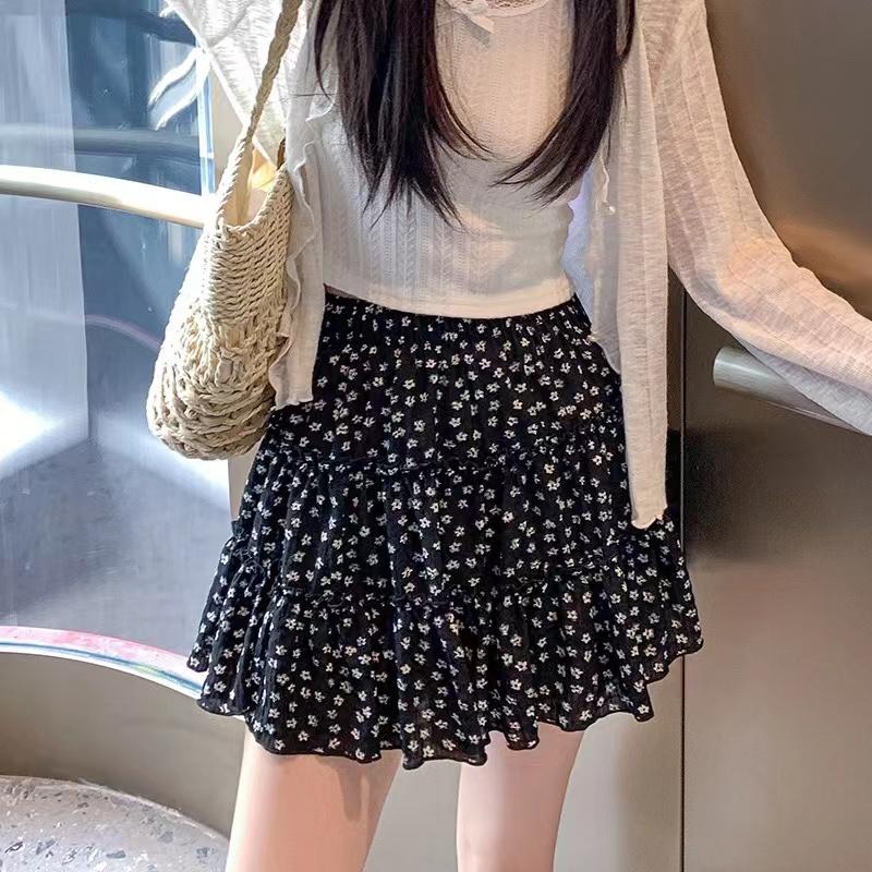 1PC Beach Short Skirt Polyester Skirts A-line Skirt Floral Printed Elastic Waist Breathable Elegant