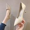 2025 Spring New Black Pointed Shallow Mouth Single Shoes Women's Professional Work Work Stiletto High Heels