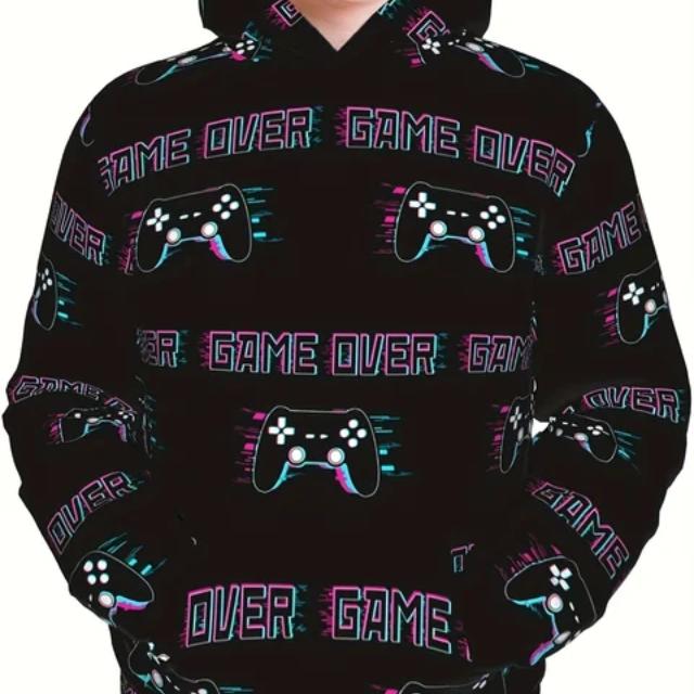 Модный геймпад с 3d принтом, милая и уютная толстовка для детей, для мальчиков, теплая и стильная, детский пуловер с капюшоном, весенне-осенняя одежда