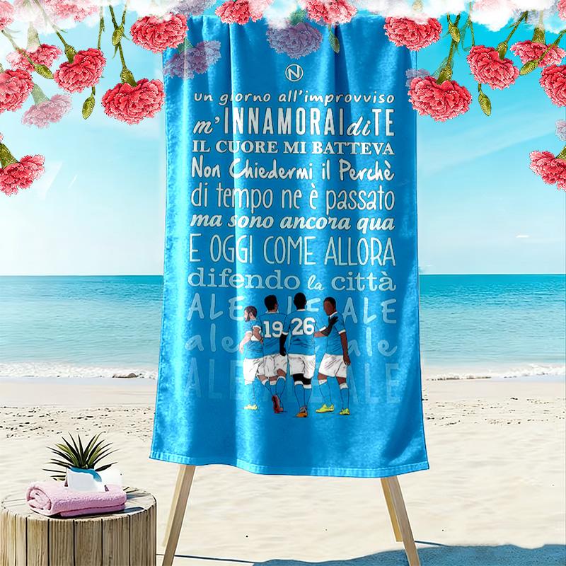 Naples Football Club Print Beach Towel, Large Soft Quick Dry Towel for Beach Camping Swimming