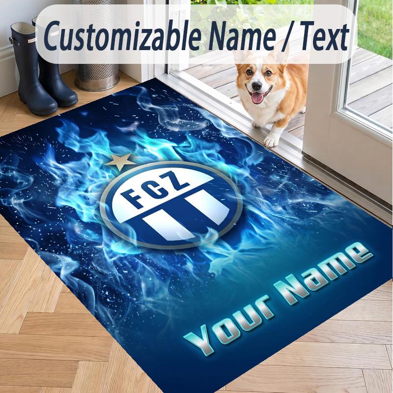 Custom Text Printed Rug FC Zürich Non Slip Floor Carpet For Home Room Decor