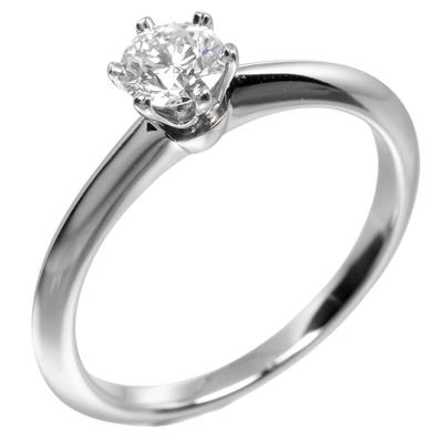 TIFFANY&Co. Кольцо-солитер 0.32 карат VS2/E/Хорошее Pt950Платина/алмаз #4.5(Наш размер) 3g Женские Б/У