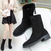 Plus Size Boots Women's Winter All-match Low-heeled Back Zipper Mid-tube Boots Stretch Boots