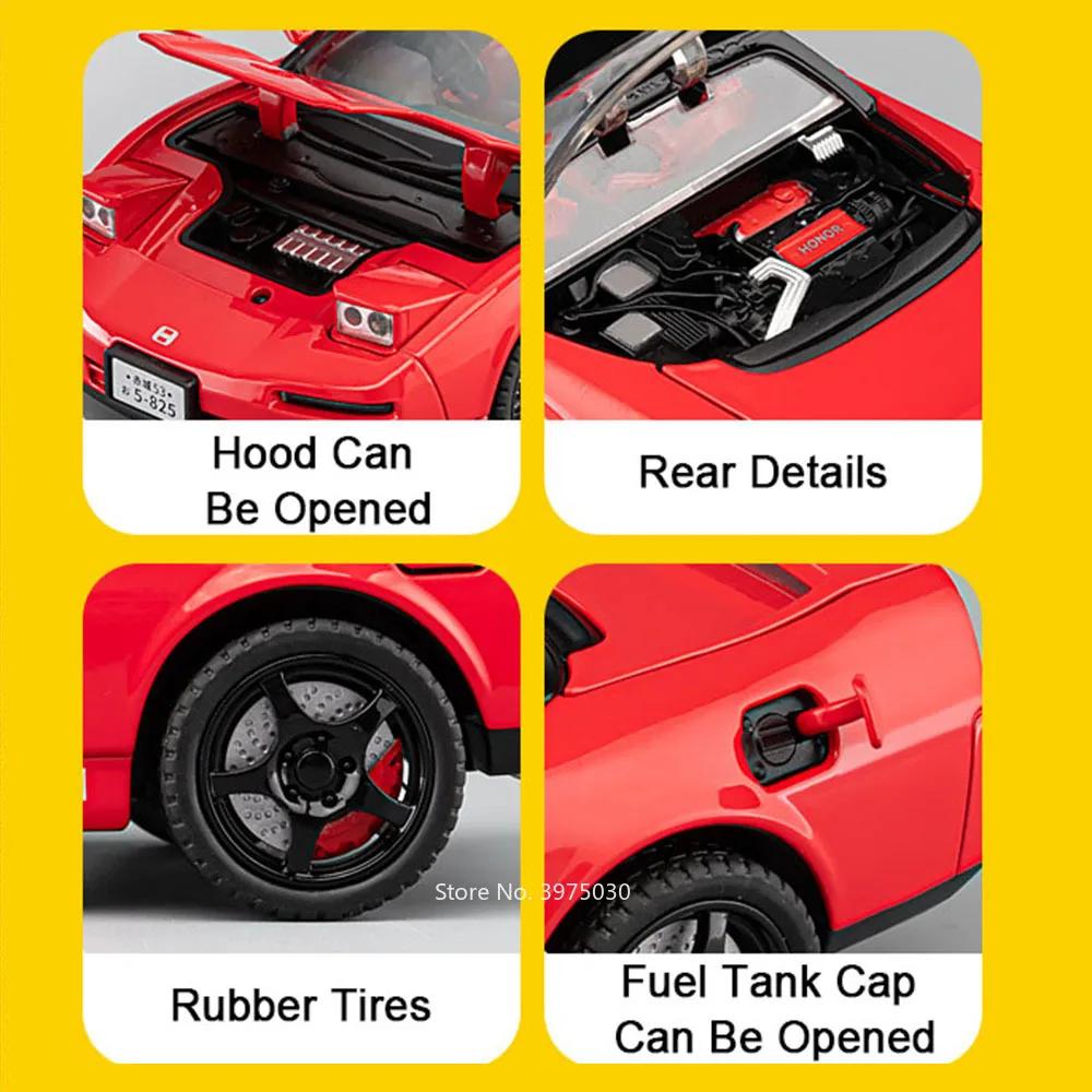 1:22 Scale Honda NA1 Alloy Cars Toys Miniature Models 5 Doors Opened Pull Back Vehicles Light Sound Model Perfect Gifts for Boys FH1