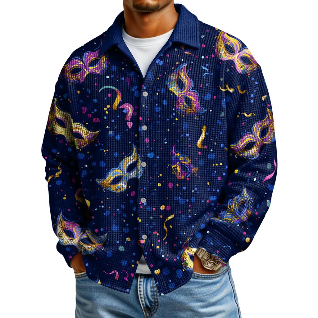 Мужская повседневная рубашка с длинным рукавом на пуговицах