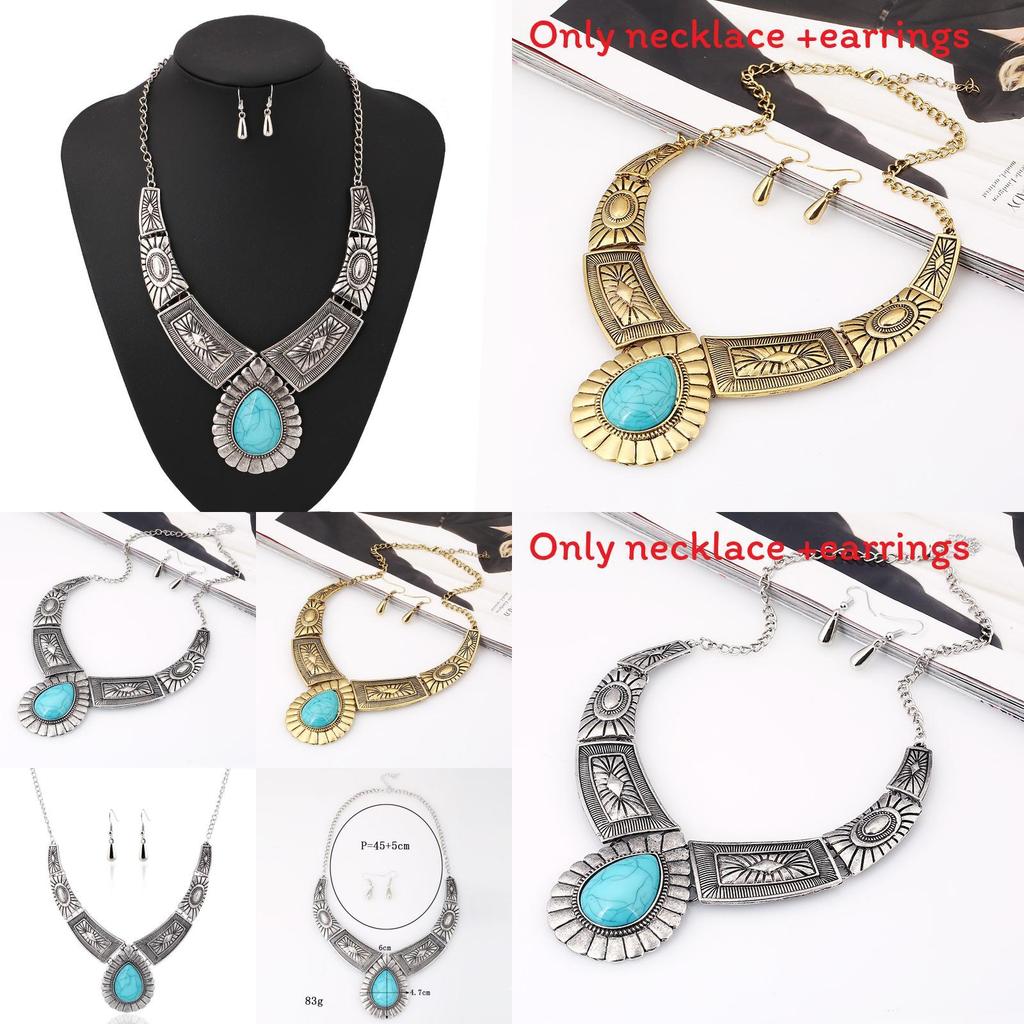 Винтажное Ожерелье с Подвеской в Форме Капли Воды на Сплавленной Цепочке и Серьги для Ретро-Энтузиастов