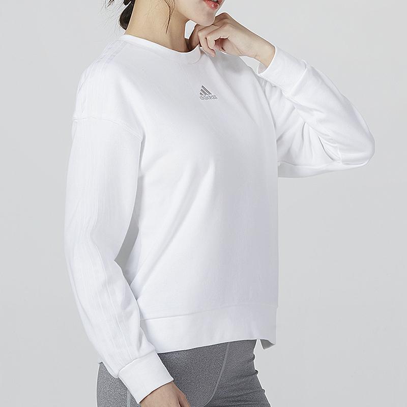 Adidas Sweatshirts Women's White Crew Neck Moderate Regular HM7077
