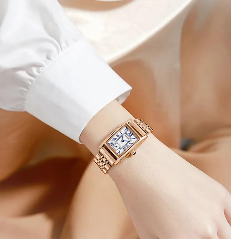 SANDA 1116 Dial Water Resistant Quartz Movement Business Women Analog Wrist Watch New Fashion Elegant Design Rectangle