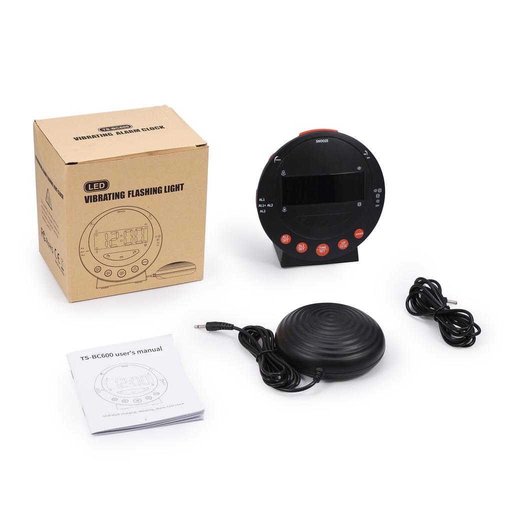 ORIA Loud Alarm Clock with Bed Shaker Vibrating Alarm Clock with Adjustable Dimmer for Heavy Sleeper Deaf Hard of Hearing