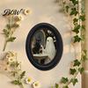Gothic Farmhouse Decor Halloween Wooden Door Hanging Sign, Oval Black Cat Ghost Wall Plaque, Retro Painting Waterproof Art for Entryway Bedroom Cafe,