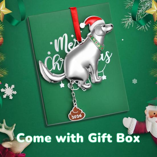 2 шт. Рождественское украшение, забавное украшение в виде какающей собаки, непослушное подвесное металлическое украшение в виде собачьих какашек