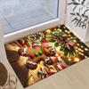 1pc Christmas Themed Rug, Happy Gingerbread Man Print, Bedside Carpet, Non slip Laundry Room Mat, Machine Washable Water Absorbing Entrance