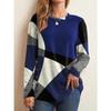 Women's Fashion Casual Spring Autumn Colour Block Print Long Sleeve O-Neck Blouses & Shirts