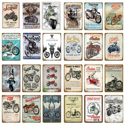 Металлическая вывеска Motor Rider Tin Sign Motorcycle Club Garage Wall Stickers Vintage Shabby Plate Painting Decorative Plaques