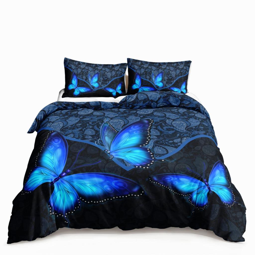 3D Dreamy Night Galaxy Purple Butterfly Printed Purple Flying Duvet Cover Комплект постельного белья для детей, девочек, подростков, взрослых, 3 пододеяльника