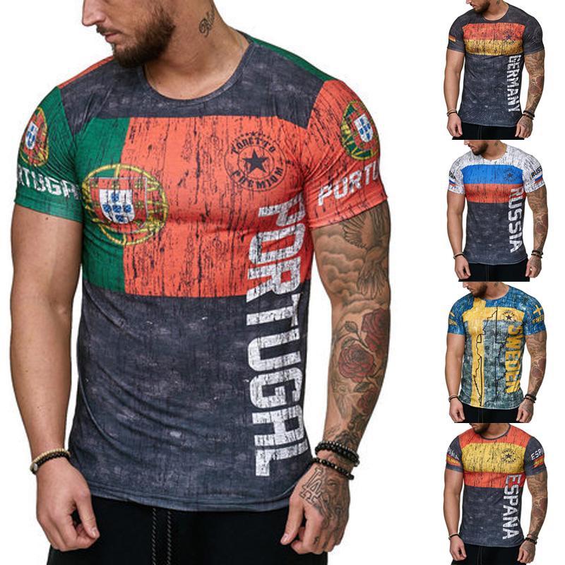 Мужская футболка для спортзала с принтом букв, с дизайном Германии, Швеции, Португалии, России, приталенного кроя