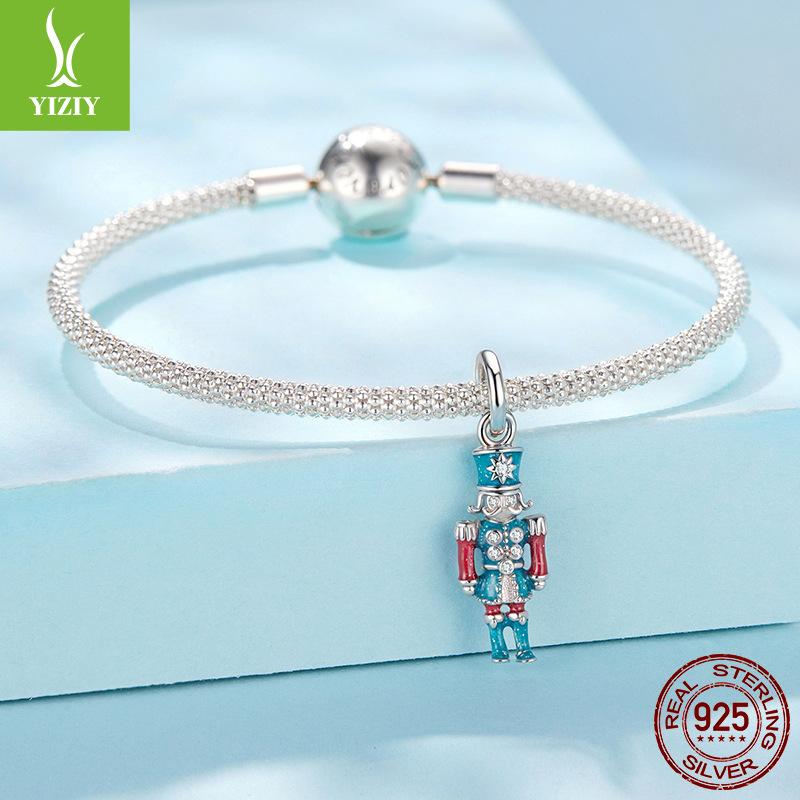 S925 Sterling Silver Nutcracker Pendant Accessories, Guardian Angel Diy Bracelet Lucky Beads