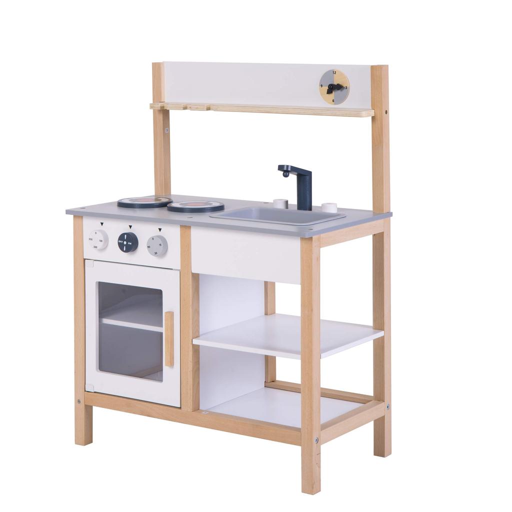 OSJ Play House Kitchen Wooden Kitchen with Cooking Utensils Ingredients Stove Mini Kitchen Toy Kitchen Birthday Seasoning Ingredients Educational Toy