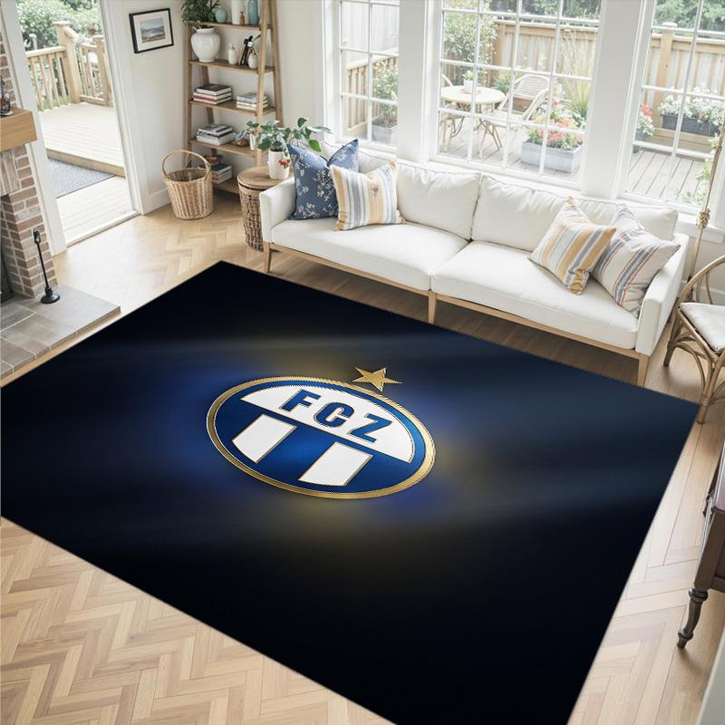FC Zürich Design Crystal Velvet Carpet Cozy Non?Slip Printed Rug For Bedroom Living Room Entrance