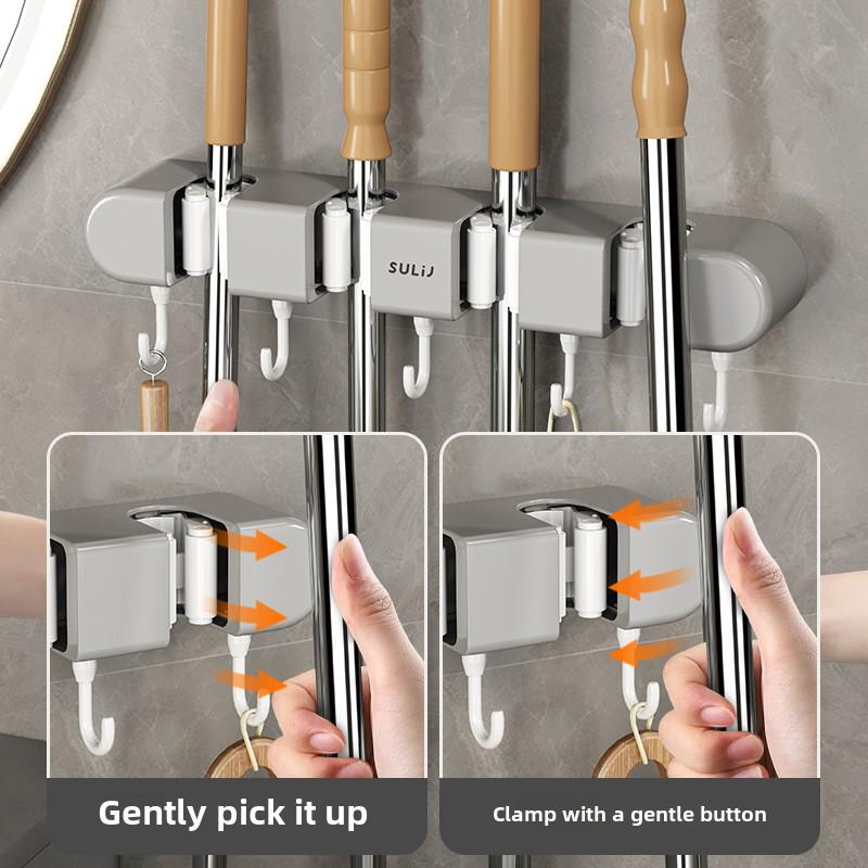 Настенный крючок без проколов: Крепкий держатель для швабры с клеевым слоем для хранения в ванной или на двери