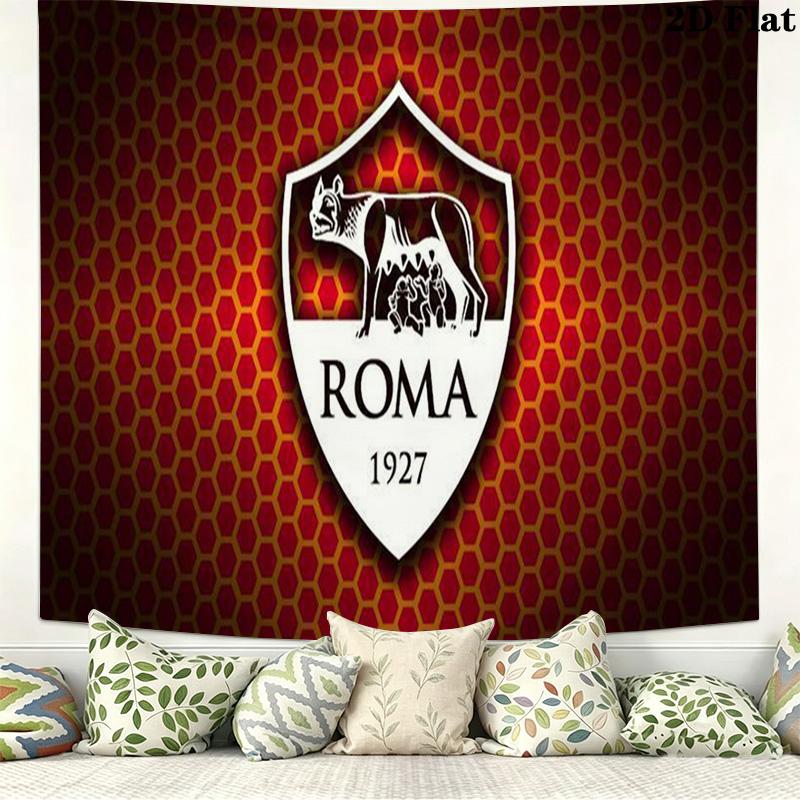 AS Roma Football Wall Tapestry Aesthetic Wall Hanging Printed Fabric Blanket Decorative Tapestries for Bedroom Living Room Home Decor