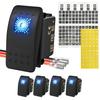 DaierTek 5PCS Marine Boat Rocker Switch 12V Lighted LED Waterproof Rocker Switch 12 Volt for UTV SPST 3 Pin ON/Off with Sticker