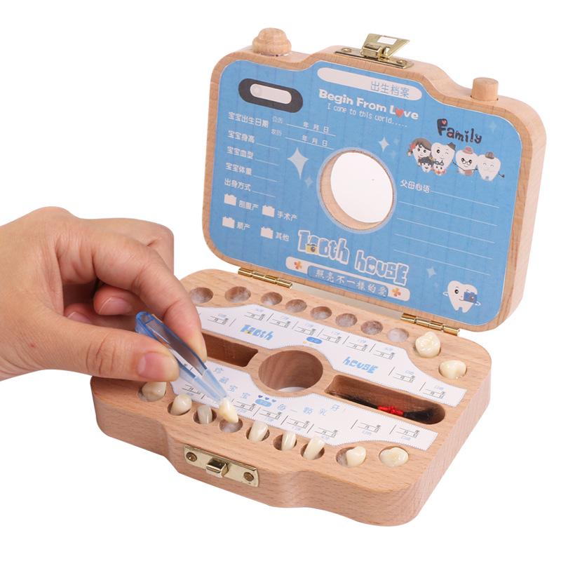 Wooden Baby Tooth & Lanugo Preservation Box - Children's Camera Design