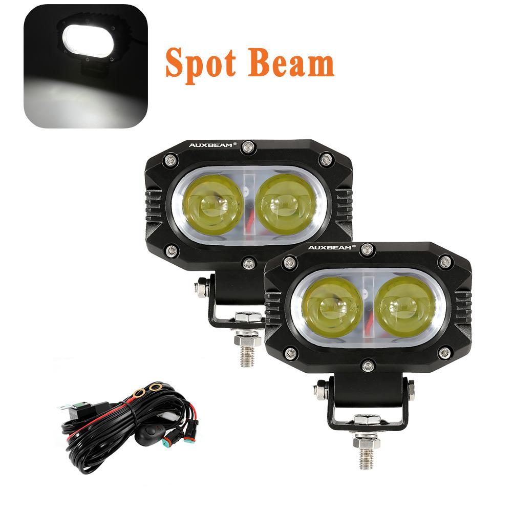 AUXBEAM R4 SERIES 4 inch Square LED Pod Light 5050 LED 6500K White Offroad Driving Light Fog Light with Wiring Harness / Covers