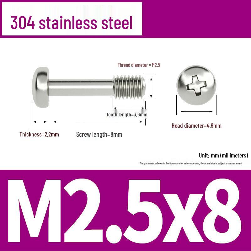 Yigu 304 Stainless Steel Phillips Round Head Captive Screws - M2/M3/M4 Half Thread Pan Head Machine Screws