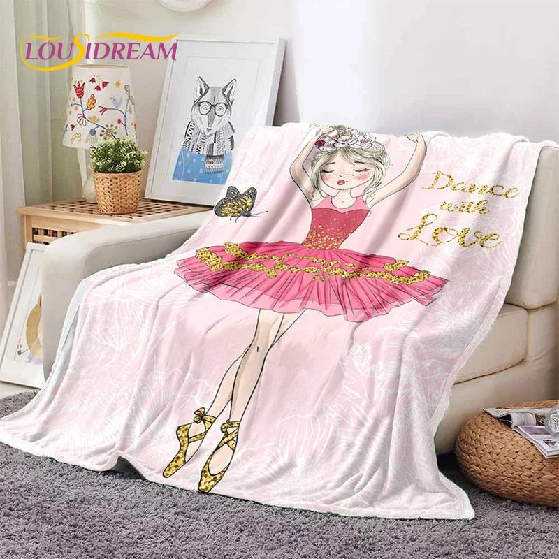 Милая балерина, фея, мультяшное мягкое флисовое одеяло для кровати, спальни, дивана, пикника, плед для отдыха на открытом воздухе, подарок