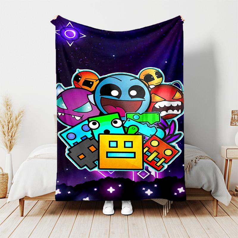 1pc Blanket Geometry Dash1 Print Design, Lightweight Blanket for Sofa, Bed- Soft &Warm, Gift for All Seasons like Christmas, Halloween