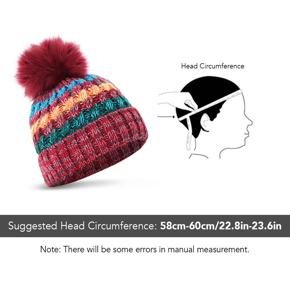 Women Winter Hat Thermal Windproof Hat Ribbed Knit Chunky Lined Beanie Hats