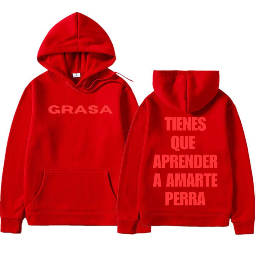 Рэпер Нати Пелусо Принт Букв Grasa Модные Хип-хоп Толстовки Мужские Женские Мода Повседневная Эстетика Тренд Свободные Пуловеры