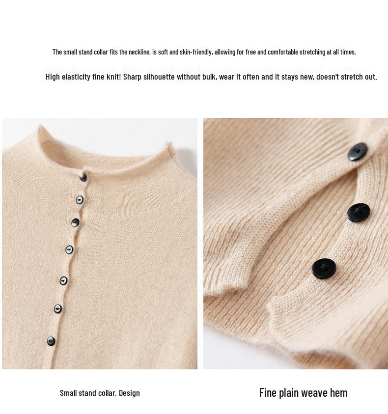 2026 Women's High Neck Pure Cashmere Sweater: Soft, Fluffy, Single-Breasted Knit Outerwear for Autumn/Winter