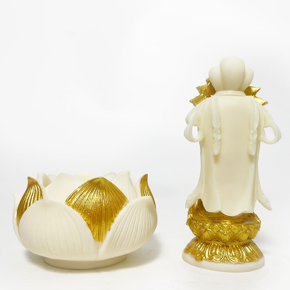 Umora Miniature Kannon Bodhisattva Figurine, Decorative Statue for Protection from Evil, Feng Shui, Good Luck, and Praying, Coconut Fruit Kannon,