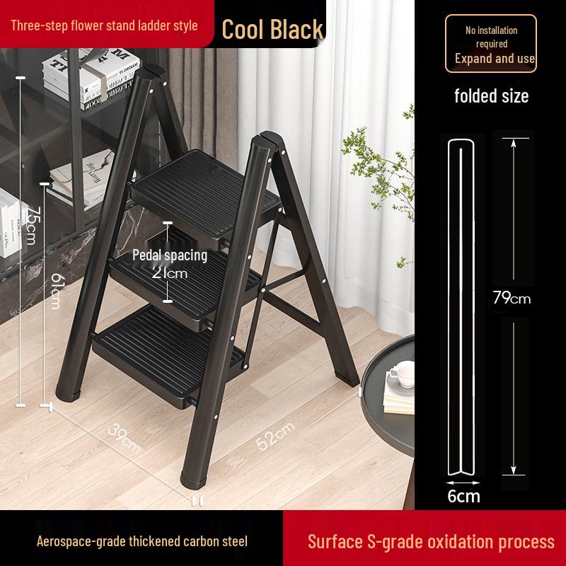 Foldable Indoor 3-Step Ladder: Heavy-Duty, Portable Herringbone Design