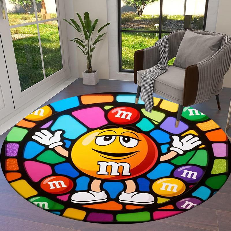 Круглый ковер M&M's, Ковер для гостиной, спальни, дивана, игровой комнаты, Декор, Нескользящий коврик для пола