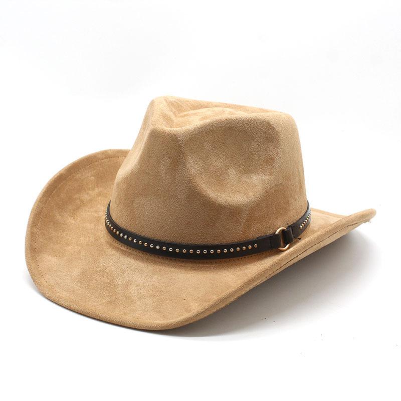 Замшевый цилиндр Женская ковбойская шляпа в стиле вестерн Мужская шляпа с поясом в виде головы быка Джазовая шляпа Шляпа