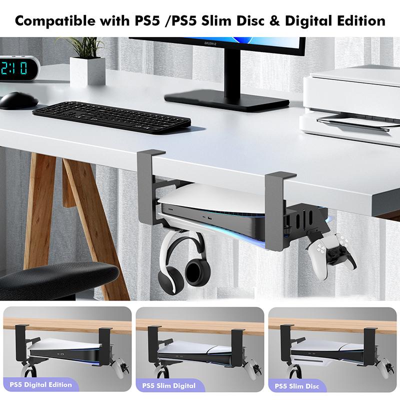 Подвесной держатель для игровой консоли PS5 и PS5 Slim, подставка для наушников, геймпадов, настольных игровых контроллеров, органайзеров