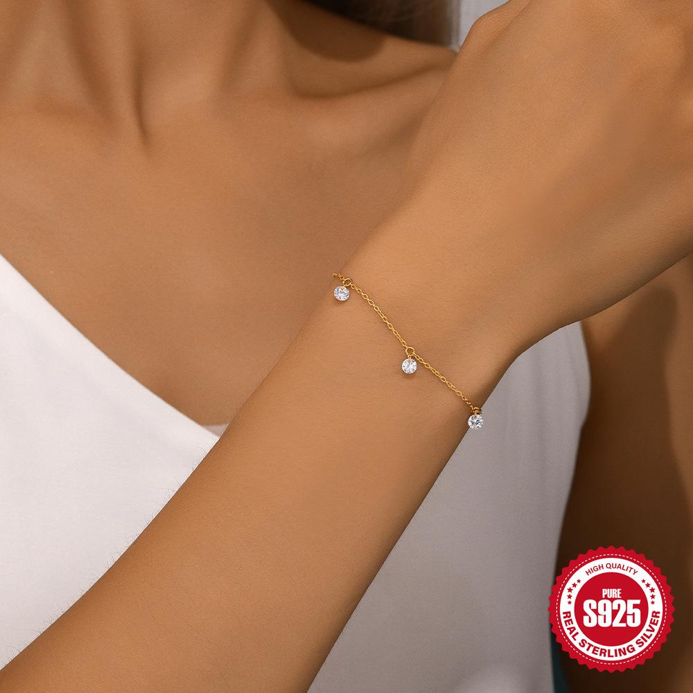 Daily Wear S925 Sterling Silver Simple Classic Luxury Infinity Diamond Versatile Fashion Bracelet