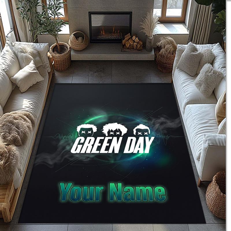 Коврик Green Day из Хрустального Велюра, Персонализированный Нескользящий Коврик для Пола с Текстом имени на Заказ для Декора Дома Подарок