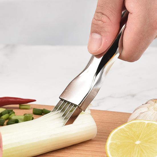 Слайсер для лука из нержавеющей стали, 6-лезвийный измельчитель зеленого лука, резак с нескользящей ручкой, кухонный измельчитель овощей, инструмент для зеленого лука