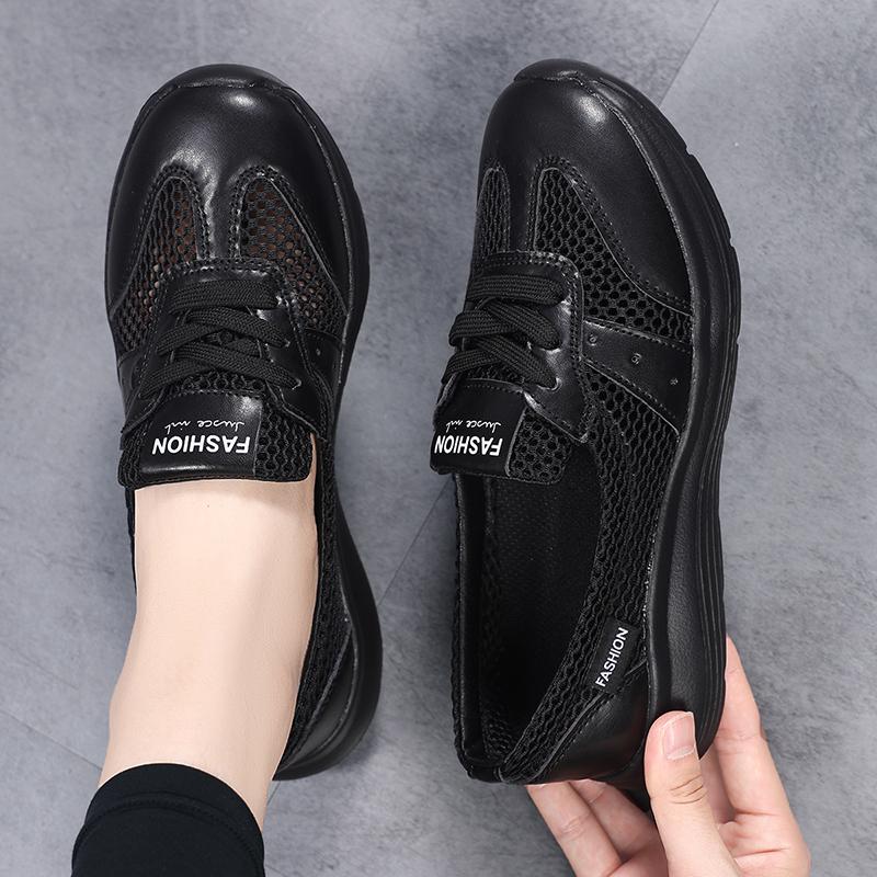 TUINANLE Flats Shoes for Women Summer Lace Up Casual Sneakers Breathable Soft Sole Loafers Plus Size