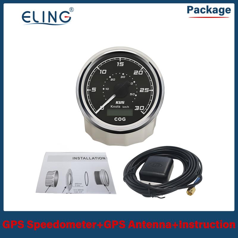 KUS New 85mm 3 3/8" Waterproof Marine Boat Vessels GPS Speedometer 30 knots 60 knots with Red Yellow Backlight