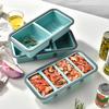 Силиконовые контейнеры для закусок с герметичной крышкой, 2/3/4 отделения, контейнер для приправ, устойчивый к высоким/низким температурам, разделенный контейнер для еды для школы, путешествий