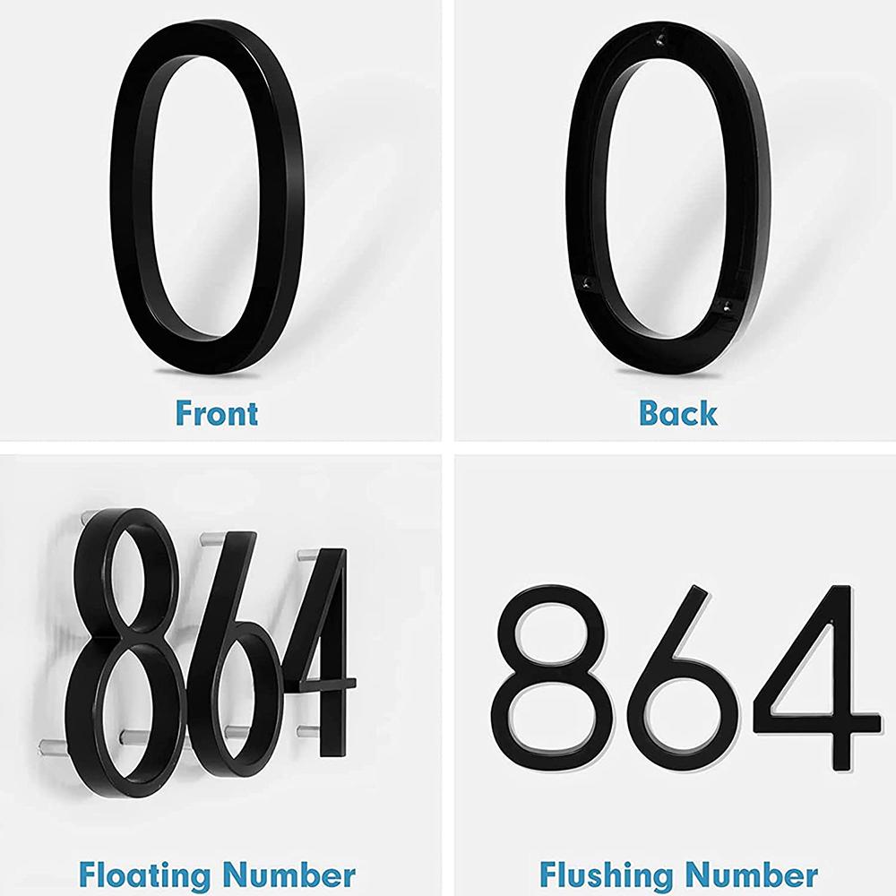 125 мм плавающий номер дома, современные буквы алфавита двери, дома на открытом воздухе 5 дюймов. Черные 3D цифры адрес дверные номерные таблички для стены