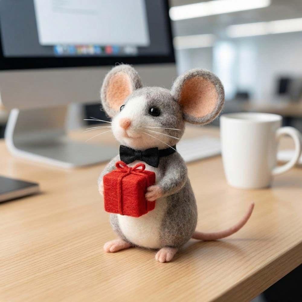 Handmade Felt Valentine's Day Felt Mouse Wool Felt Valentines Day Decor Christmas Tree