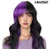 MISS WIG Synthetic Purple Black Wigs With Bangs Extension Short Wavy Soft Natural Fibre Wigs For Women Cosplay Party Wear
